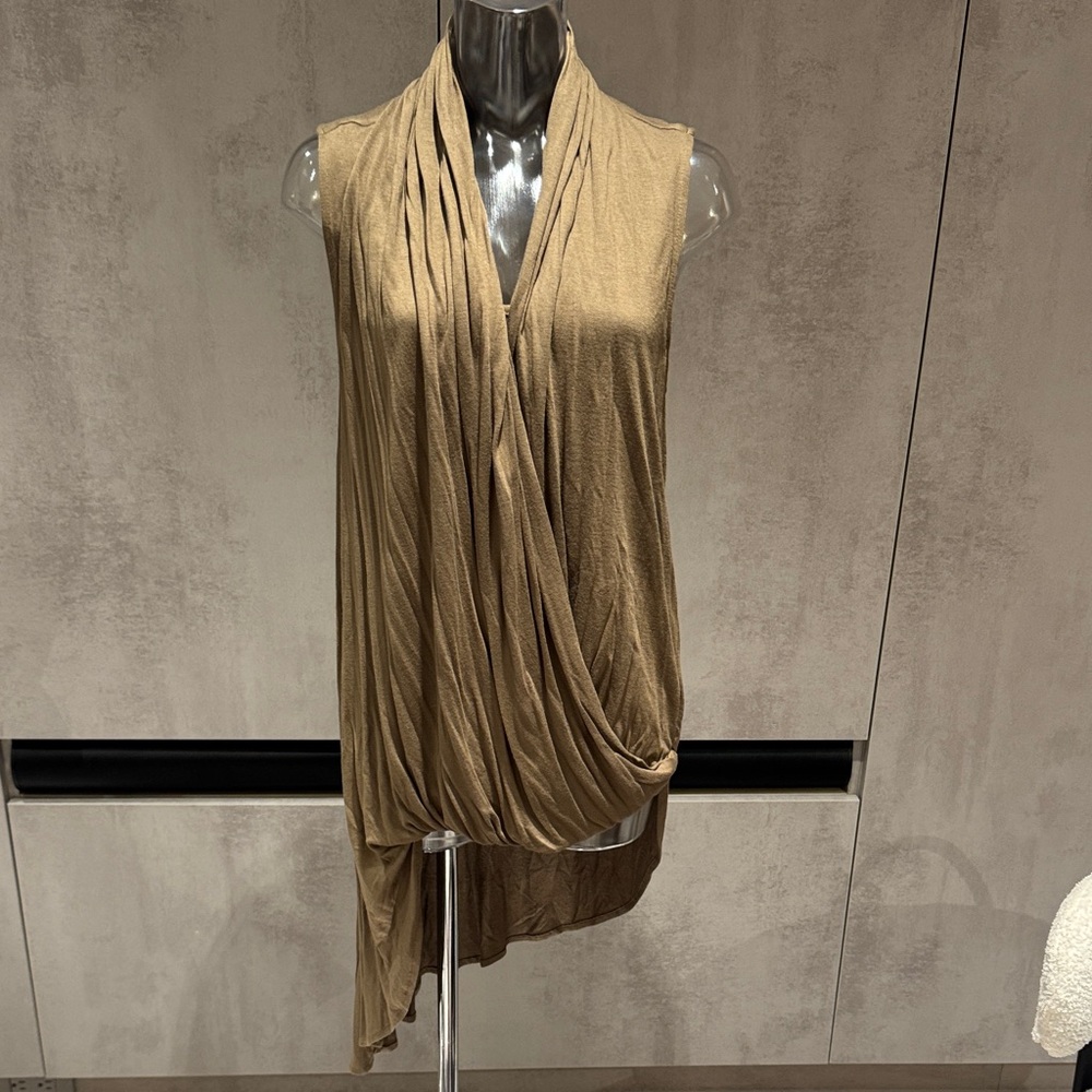 Nicholas K Asymmetrical Tan Draped shirt